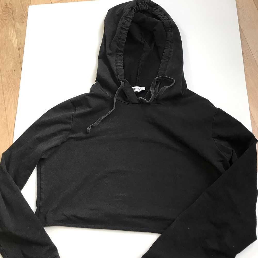 Dirass Hooded Black Crop Top. Size S